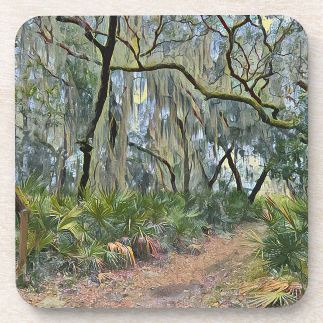 Florida Lace Spanish Moss Impressionist Art Coaster (Front)