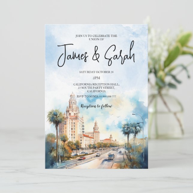 Florida Landscape Wedding Destination Invitation (Standing Front)