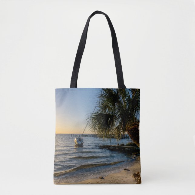Florida Leaning Palm Tree Sunset Bag (Front)