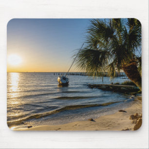 Florida Leaning Palm Tree Sunset Mousepad