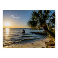 Florida Leaning Palm Tree Sunset Thank You Card
