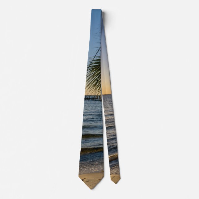 Florida Leaning Palm Tree Sunset Tie (Front)