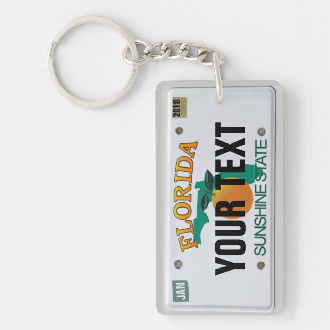 Florida License Plate (customisable) Key Ring (Front)