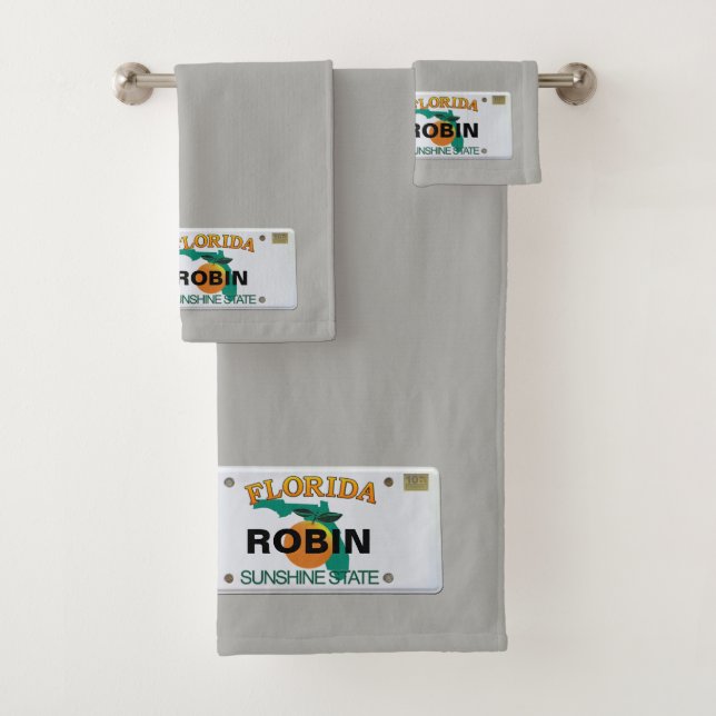 Florida License Plate with your Name Bath Towel Set (Insitu)