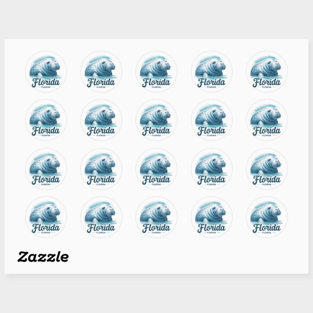 Florida, Manatee, Classic Round Sticker (Sheet)