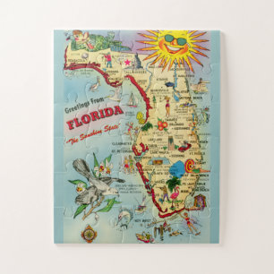 Florida Map 11x14 BIG Pieces Jigsaw Puzzle
