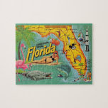 Florida Map 8x10 Jigsaw Puzzle<br><div class="desc">Spectacular,  colourful,  beachy vintage postcard from Florida. We've repurposed it on a  a 110 piece,  8 x 10 jigsaw puzzle.</div>