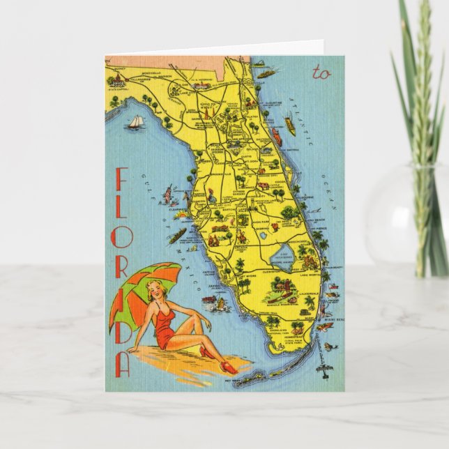 Florida Map Birthday Greeting Card (Front)
