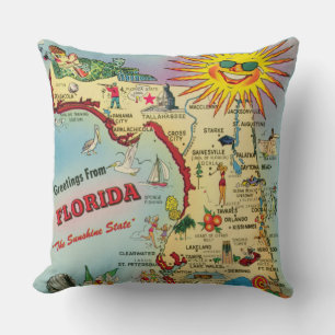 Florida Map Custom Throw Pillow