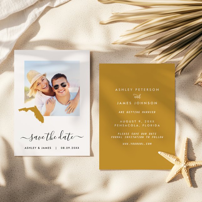 Florida Map Photo Wedding Save the Date Card (Creator Uploaded)