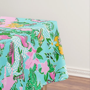 Florida Map Preppy Palm Beach Pattern Print Tablecloth
