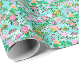 Florida Map Preppy Palm Beach Pattern Print Wrapping Paper