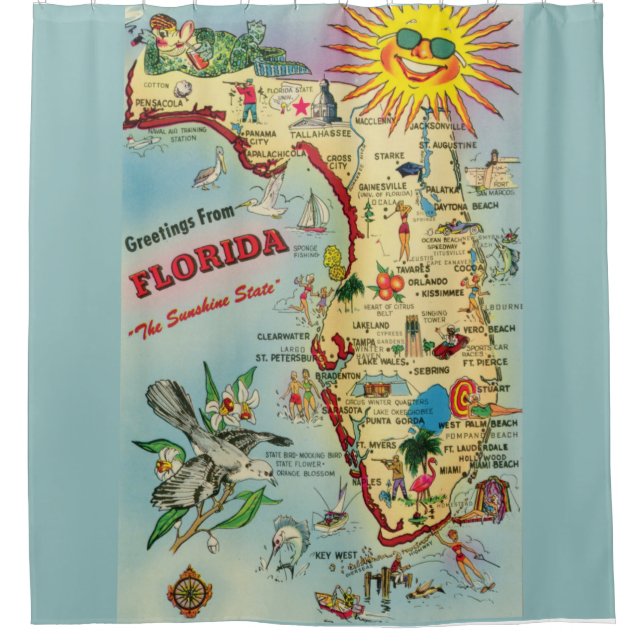 Florida Map Shower Curtain (Front)