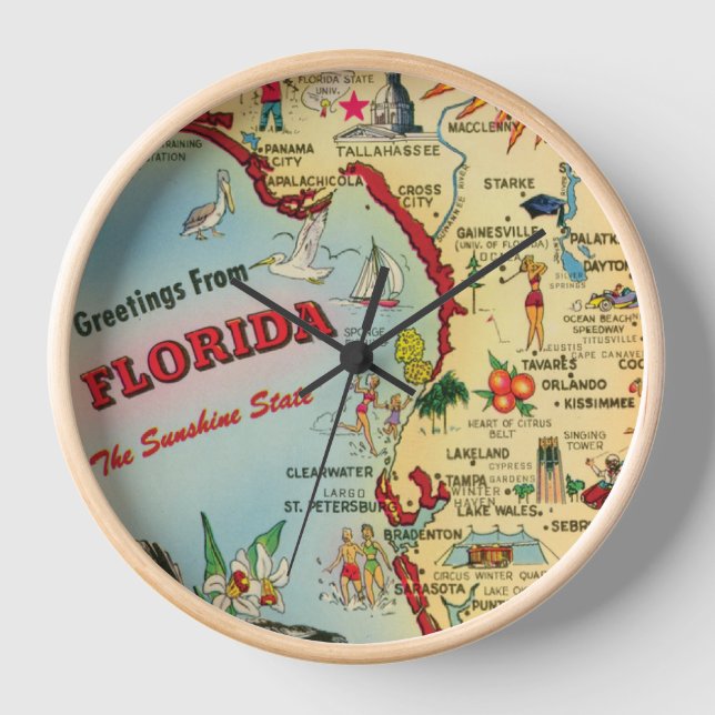 Florida Map Wall Clock (Front)