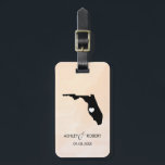 Florida Map Wedding Luggage Tag, Couple's Name Luggage Tag<br><div class="desc">These state luggage tags make the perfect wedding gift tags or welcome bag tags. Tie it to your gift instead of a typical paper gift tag, and they can use it for months and years to come. Tags have a peach apricot watercolor background. To place the heart at the wedding...</div>