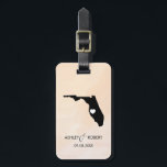 Florida Map Wedding Luggage Tag, Couple's Name Tag<br><div class="desc">These state luggage tags make the perfect wedding gift tags or welcome bag tags. Tie it to your gift instead of a typical paper gift tag, and they can use it for months and years to come. Tags have a peach apricot watercolor background. To place the heart at the wedding...</div>