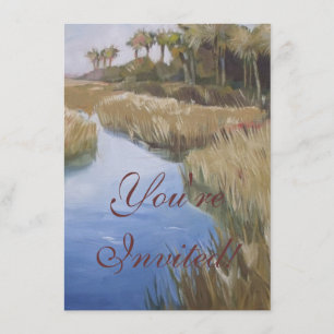 Florida marshland wilderness grasses and palm tree invitation