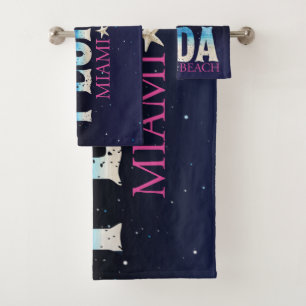 Florida, Miami Beach Bath Towel Set
