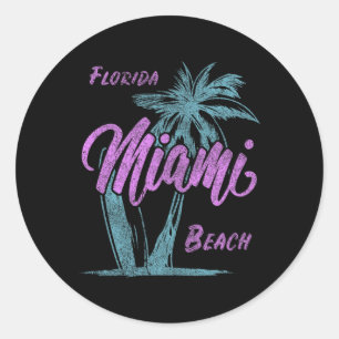 Florida Miami Beach Palms Summer Vacation Family F Classic Round Sticker
