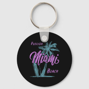 Florida Miami Beach Palms Summer Vacation Family F Key Ring