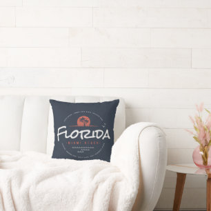 Florida Miami Beach Retro Sunset Palm Tropical Des Cushion