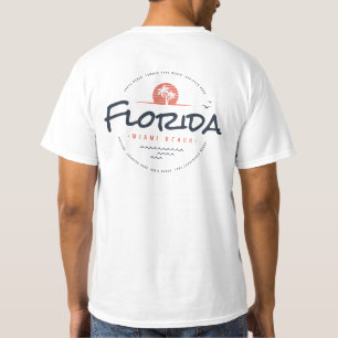 Florida Miami Beach Retro Sunset Palm Tropical Des T-Shirt