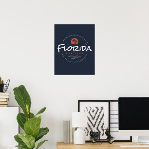 Florida Miami Beach Retro Sunset Palm Tropical Poster