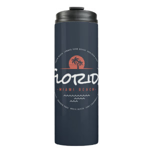 Florida Miami Beach Retro Sunset Palm Tropical Thermal Tumbler