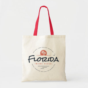 Florida Miami Beach Retro Sunset Palm Tropical Tote Bag