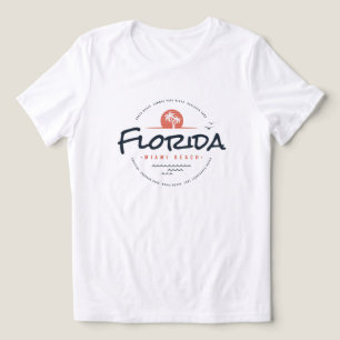 Florida Miami Beach Retro Sunset Palm Tropical Tri-Blend Shirt