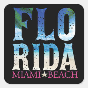 Florida, Miami Beach Square Sticker