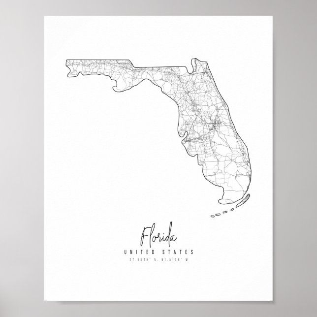Florida Minimal Street Map Poster (Front)