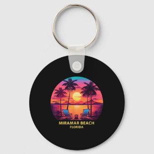 Florida Miramar Beach Shirt Colourful Palm Trees B Key Ring