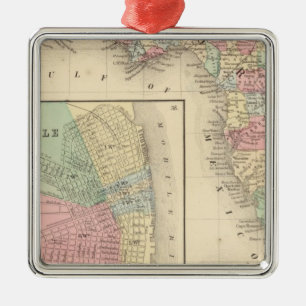Florida, Mobile Map by Mitchell Metal Tree Decoration