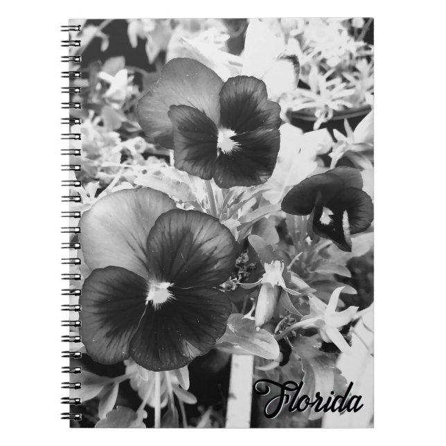 Florida Nature Photo Artistic Monochrome Pansy Notebook (Front)