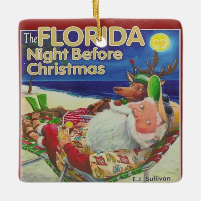 Florida Night Before Christmas Ceramic Ornament (Front)