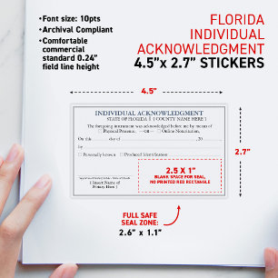 FLORIDA Notary Acknowledgement Certificate 4.5x2.7 Rectangular Sticker