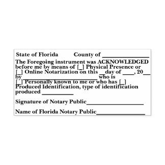 Florida Notary Acknowledgement Self Inking Stamp
