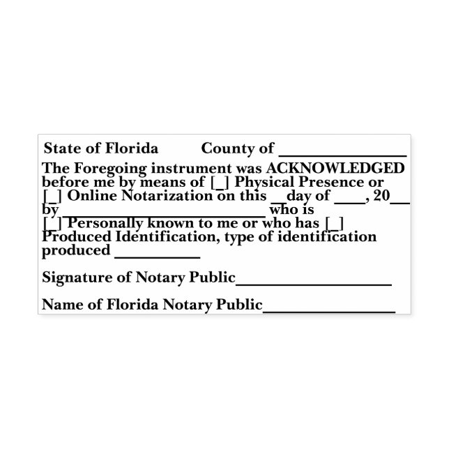 Florida Notary Acknowledgement Self Inking Stamp (Design)