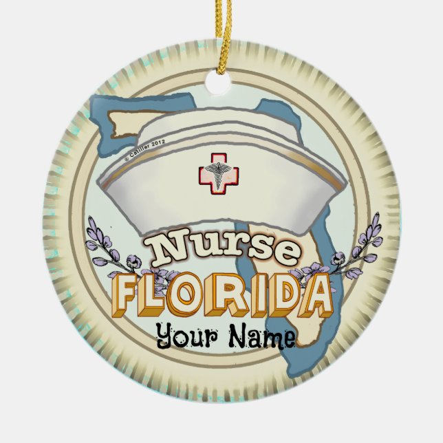 Florida Nurse Ceramic Tree Decoration (Front)