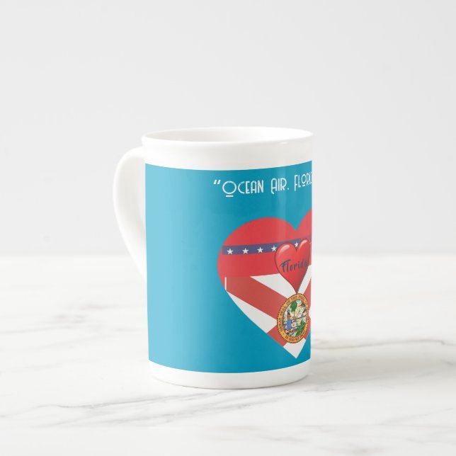 Florida Ocean Blue Fun Bone China Mug (Front Left)