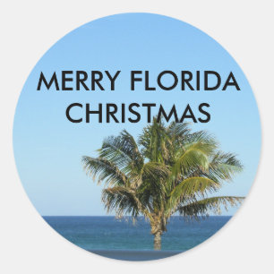 Florida Ocean Merry Christmas Classic Round Sticker