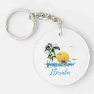 Florida Ocean Sunset Sailing Key Ring