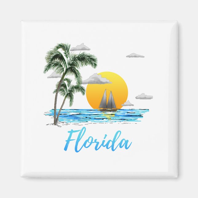Florida Ocean Sunset Sailing Magnet (Front)