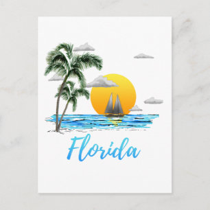 Florida Ocean Sunset Sailing Postcard