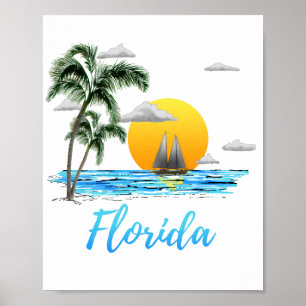 Florida Ocean Sunset Sailing Poster