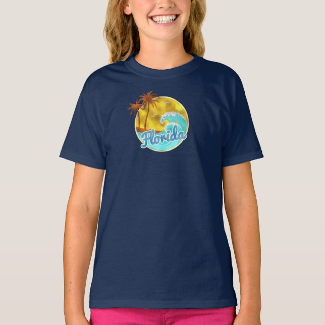 Florida, Ocean wave, Palm Trees T-Shirt (Front)