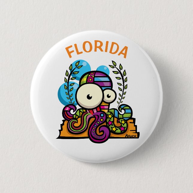 Florida Octopus 6 Cm Round Badge (Front)
