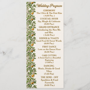 Florida Orange Blossom Floral Wedding Program Programme