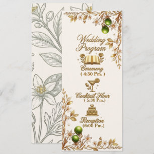 Florida Orange Blossom Gold Elegant Wedding Prg Programme